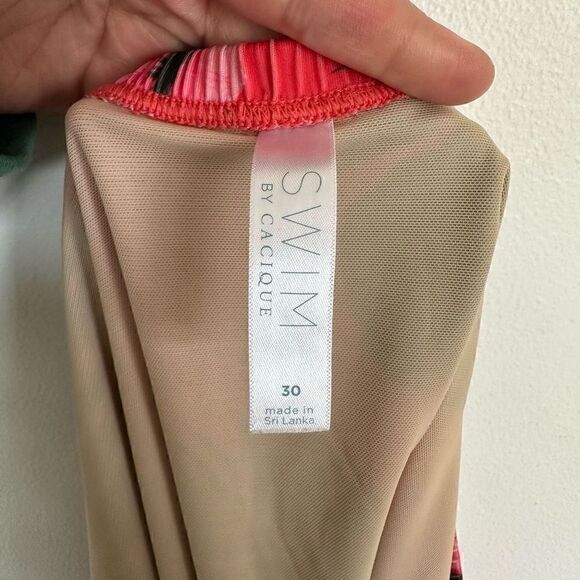 Cacique by Lane Bryant Faux-Wrap Swim Skirt in Coral Botanical Floral - Picture 7 of 10
